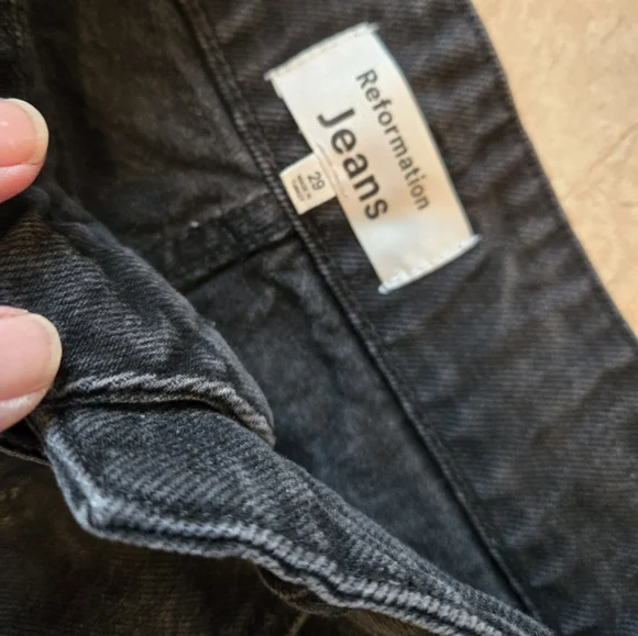 Reformation Black Jeans Sz 29 Belted Hi-rise Relaxed "Cynthia" - Picture 3 of 4
